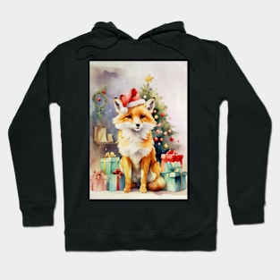 Watercolour Christmas Fox Hoodie